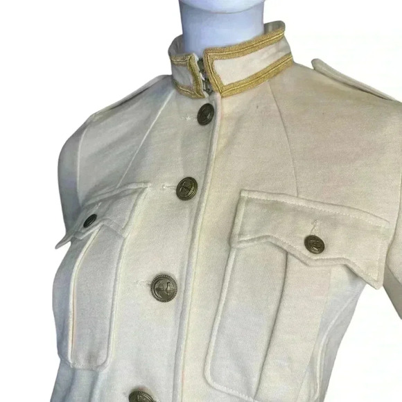 Denim & Supply Ralph Lauren Military Style Jacket cream With Gold Trim Pockets. - Picture 4 of 15